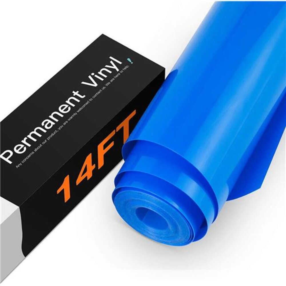 Blue Permanent Vinyl, Blue Vinyl for Cricut-12" x 14 FT Blue Adhesive Vinyl Roll